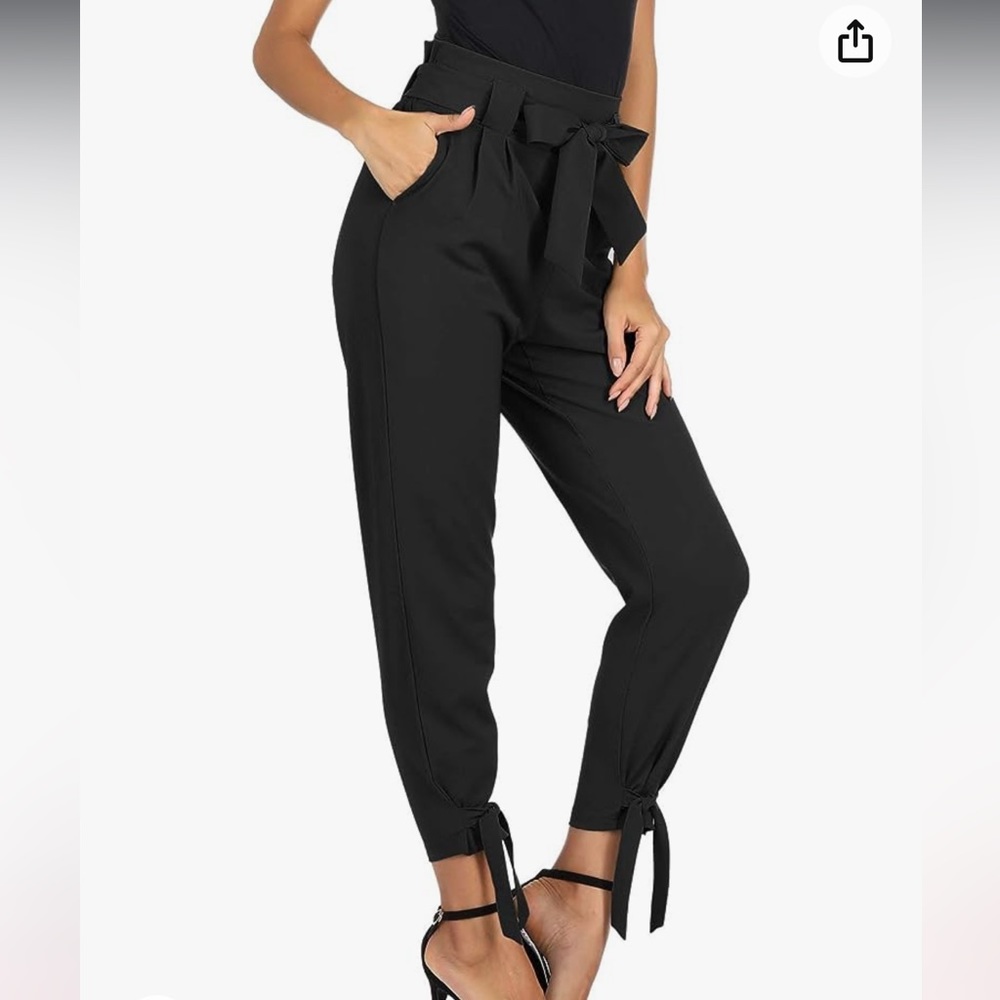 Women’s Paperbag Black Dress Pants